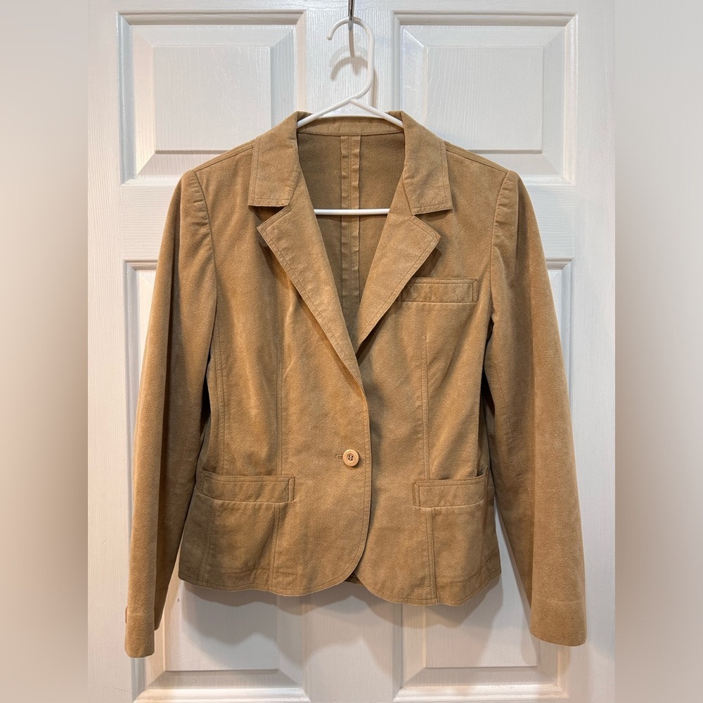 VTG Suede Leather Tan Brown Western Cowgirl Blazer Jacket Sz S Nashville Rodeo